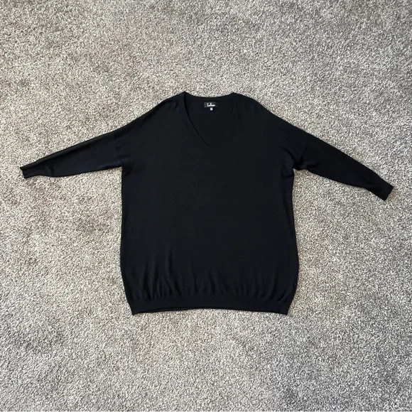 Lulu's Classic Black Knit Sweater Dress Size M/L - Picture 4 of 10